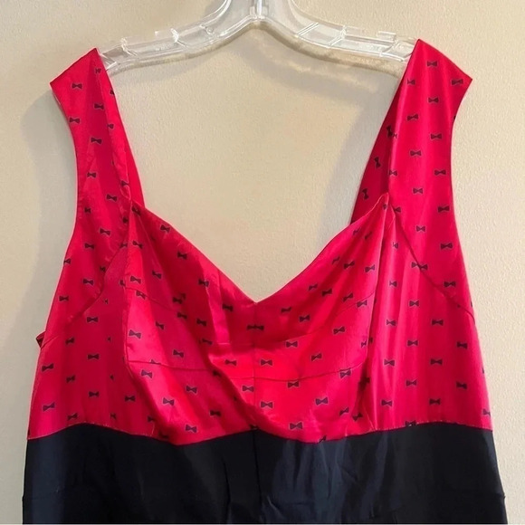 Torrid NWT Dress Black Red Satin Swing Rockabilly Sweetheart Pin Up Bows sz 22 - Picture 3 of 12